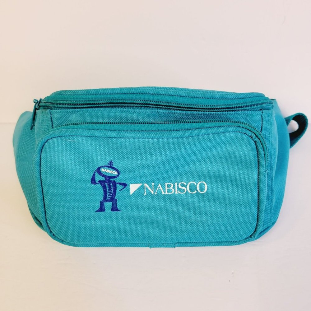 Nabisco Fanny Pack Turquoise Blue Adjustable Waist Belt Pouch‎ Zipper Pockets